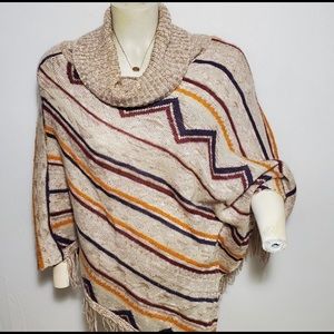 Striped sweater poncho